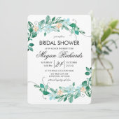 Mint Peach Bloemenkrans Bruids Douche Uitnodiging (Staand voorkant)