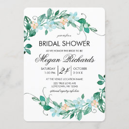 Mint Peach Bloemenkrans Bruids Douche Uitnodiging