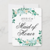 Mint & Peach Bloemige Wil je mijn getuige zijn Kaart (Voorkant)