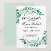 Mint Peach Floral Wreath verjaardagsfeestje uitnod Kaart (Voorkant / Achterkant)
