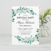 Mint Peach Floral Wreath verjaardagsfeestje uitnod Kaart (Staand voorkant)