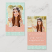 Mint Peach Greek Key Senior Rep Marketing Contactkaartje (Voorkant / Achterkant)