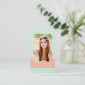 Mint Peach Greek Key Senior Rep Marketing Contactkaartje (Staand voorkant)