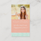 Mint Peach Greek Key Senior Rep Marketing Contactkaartje (Achterkant)