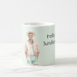 Mint Peach Hello Sunshine Zwarte Man  Koffiemok