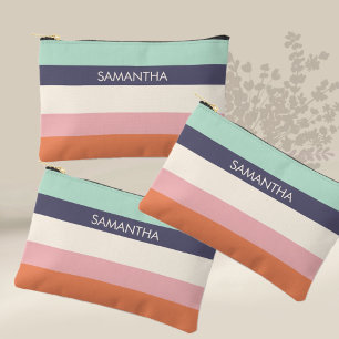 Mint Peach Modern Color Blocks Stripes personalise Etui