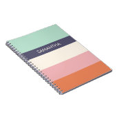 Mint Peach Modern Color Blocks Stripes personalise Notitieboek (Rechterzijde)