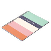 Mint Peach Modern Color Blocks Stripes personalise Notitieboek (Linkerzijde)