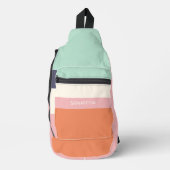 Mint Peach Modern Color Blocks Stripes personalise Sling Bag (Voorkant)