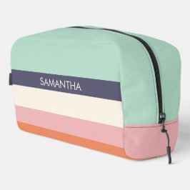 Mint Peach Modern Color Blocks Stripes personalise Toilettasje