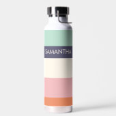 Mint Peach Modern Color Blocks Stripes personalise Waterfles (Links)
