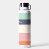 Mint Peach Modern Color Blocks Stripes personalise Waterfles (Achterkant)