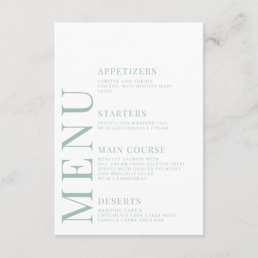 Mint Peach Peony Floral Wedding Menu Kaarten (Voorkant)