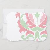Mint Peach roze en Grey Damask Wedding Invitation Kaart (Achterkant)
