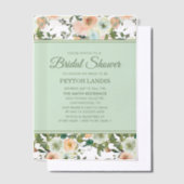 Mint Peach Waterverf Floral Vellum Vrijgezellenfee Vellum Uitnodigingen (Offset)