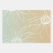 Mint Peach White Daisies Floral Inpakpapier Vel (Voorkant)