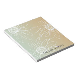 Mint Peach White Daisies Floral Notitieblok