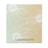 Mint Peach White Daisies Floral Notitieblok (Voorkant)