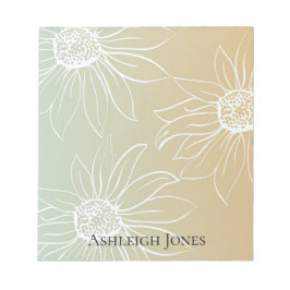 Mint Peach White Daisies Floral Notitieblok