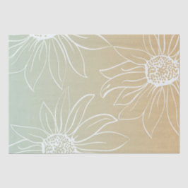Mint Peach White Daisies Floral Tissuepapier