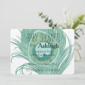 Mint Peacock-baby shower Kaart (Staand voorkant)