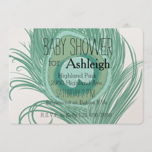Mint Peacock-baby shower Kaart