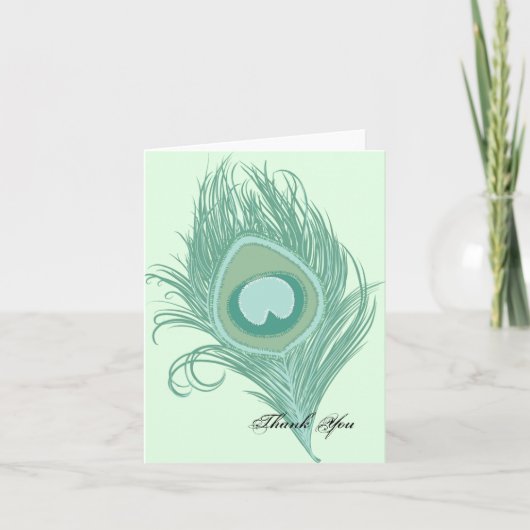 Mint Peacock Feather Bedankkaart (Voorkant)