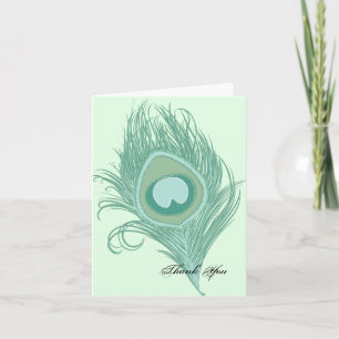Mint Peacock Feather Bedankkaart