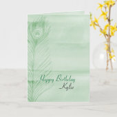 Mint Peacock Feather Kaart (Gele Bloem)