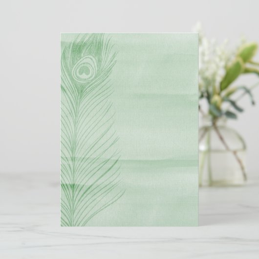 Mint Peacock Feather Kaart (Staand voorkant)
