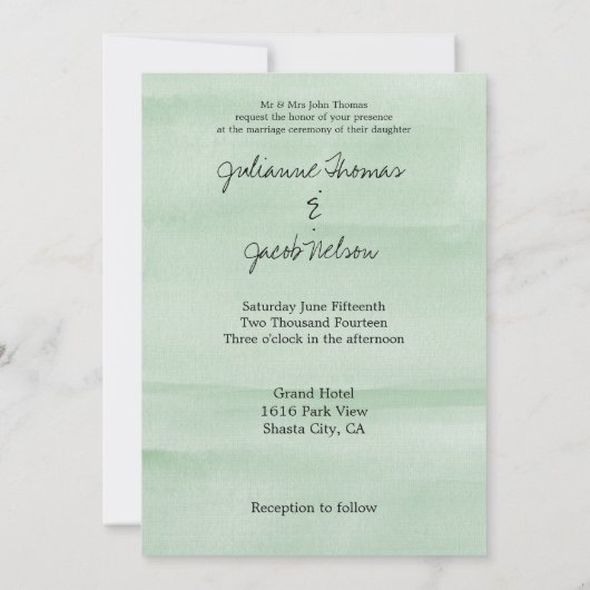 Mint Peacock Feather Kaart (Achterkant)