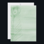 Mint Peacock Feather Kaart<br><div class="desc">Mint Peacock Feather elegante chique waterverf aangepaste bruiloft uitnodigingen Matching RSVP</div>