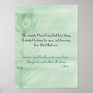 Mint Peacock Feather Poster