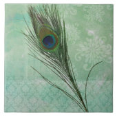 Mint Peacock Feather Tegeltje (Voorkant)
