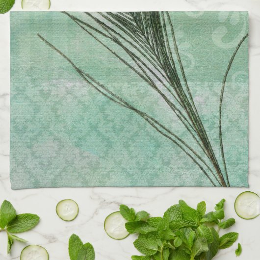 Mint Peacock Feather Theedoek (Gevouwen)