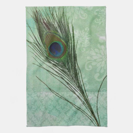 Mint Peacock Feather Theedoek (Verticaal)