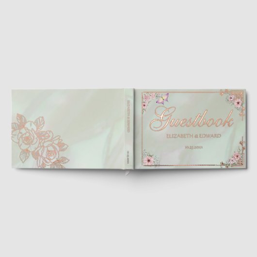  Mint Peony Wedding Folie Guestbook Gastenboek (Volledig)