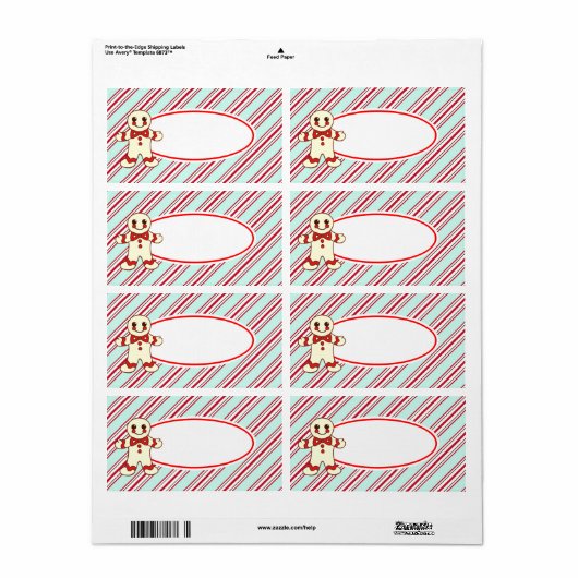 Mint pepermunt Kerstmis koekjes Etiketten (Full Sheet)