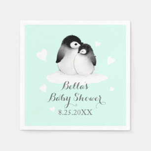 Mint Personalized Penguin Paper Napkins Servet