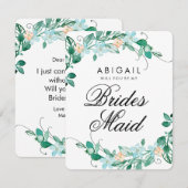 Mint & perzik bloemenkrans zal je bruidsmeisje zij kaart (Voorkant / Achterkant)