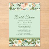 Mint Perzik Waterverf Bloemenboog Vrijgezellenfees Acryl Uitnodigingen (Voorkant)