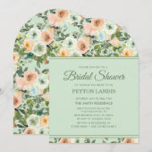 Mint Perzik Waterverf Bloemenboog Vrijgezellenfees Kaart (Voorkant / Achterkant)