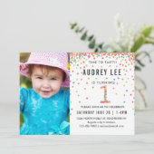 Mint Pink 1st Birthday Foto eerste verjaardag Kaart (Staand voorkant)