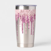 Mint Pink Blush Ice Cream Glitter Druppels Geïsoleerde Drinkbeker (Links)