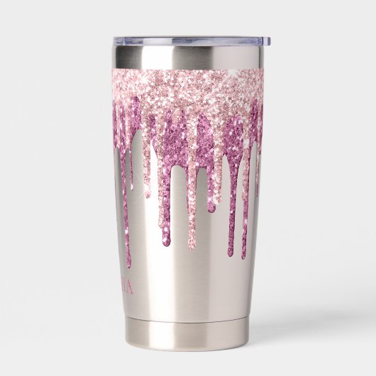 Mint Pink Blush Ice Cream Glitter Druppels Geïsoleerde Drinkbeker (Links)