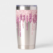 Mint Pink Blush Ice Cream Glitter Druppels Geïsoleerde Drinkbeker (Achterkant)