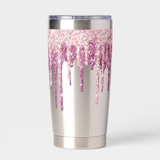 Mint Pink Blush Ice Cream Glitter Druppels Geïsoleerde Drinkbeker (Achterkant)