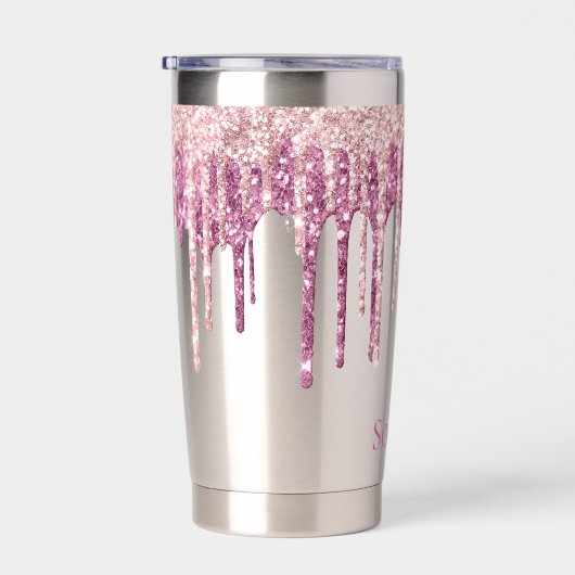 Mint Pink Blush Ice Cream Glitter Druppels Geïsoleerde Drinkbeker (Rechts)