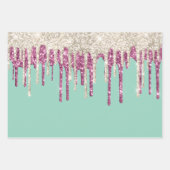 Mint Pink Blush Ice Cream Glitter Druppels Inpakpapier Vel (Voorkant 3)