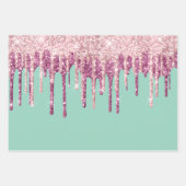 Mint Pink Blush Ice Cream Glitter Druppels Inpakpapier Vel (Voorkant)